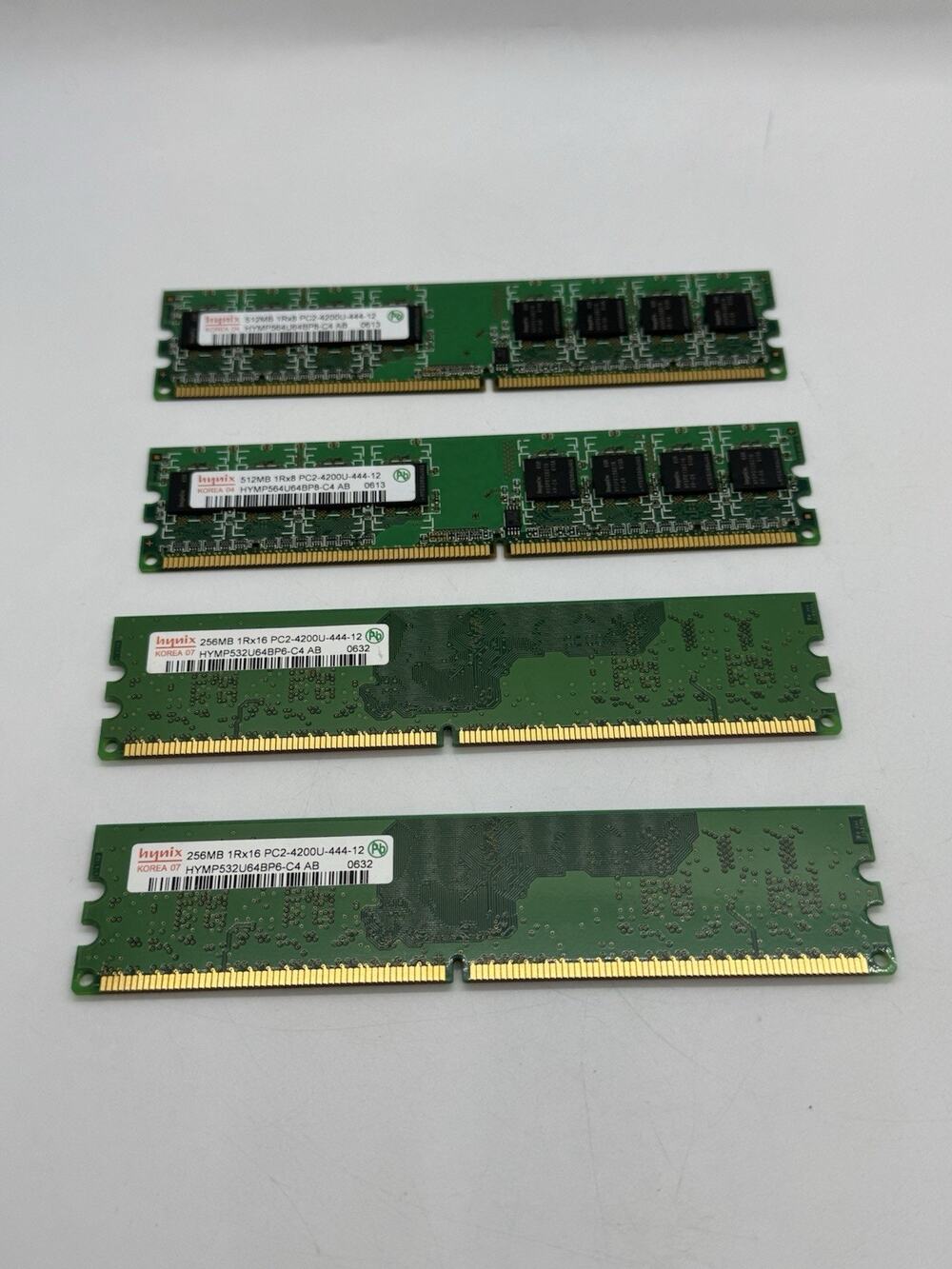 Lot of 4 Hynix DDR2 Desktop RAM 2x512MB 2x256MB PC2-4200 Untested Memory DIMMs